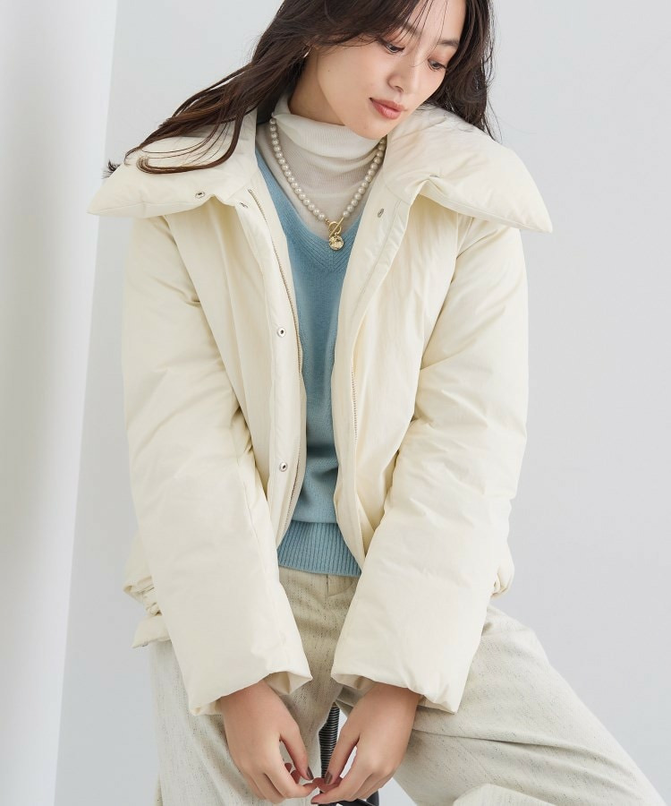 【撥水/洗える/デザイン衿】ステッチレス ショートダウンコート1