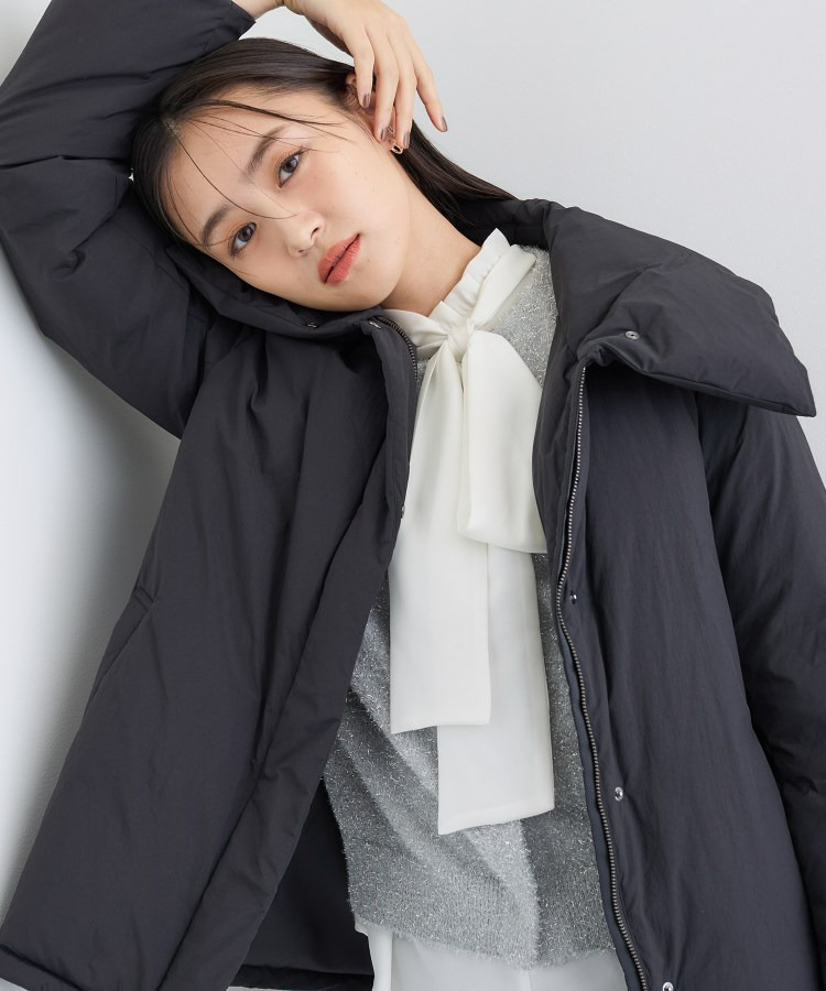 【撥水/洗える/デザイン衿】ステッチレス ショートダウンコート1