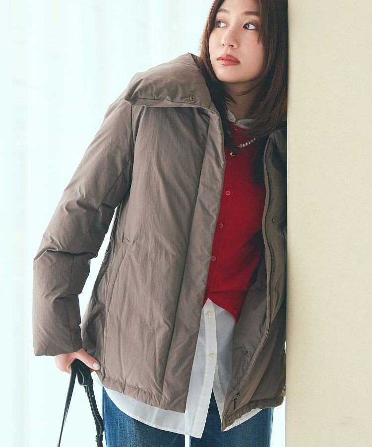 【撥水/洗える/デザイン衿】ステッチレス ショートダウンコート1