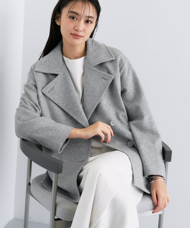 【軽やか/ゆったり】ウール混ショートトレンチコート1