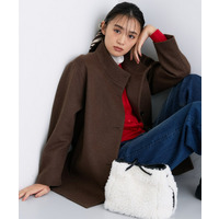 【日本製／ミドル丈】スタンドカラーミドルコート