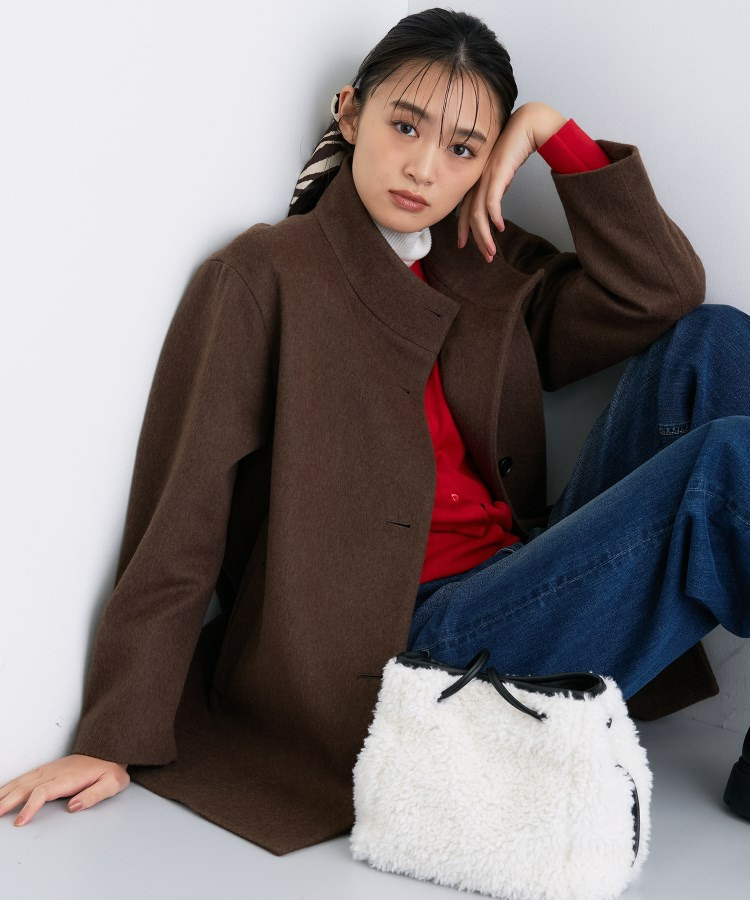 【日本製/ミドル丈】スタンドカラーミドルコート1