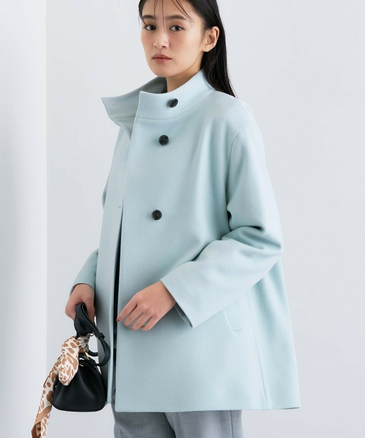 【日本製/ミドル丈】スタンドカラーミドルコート1