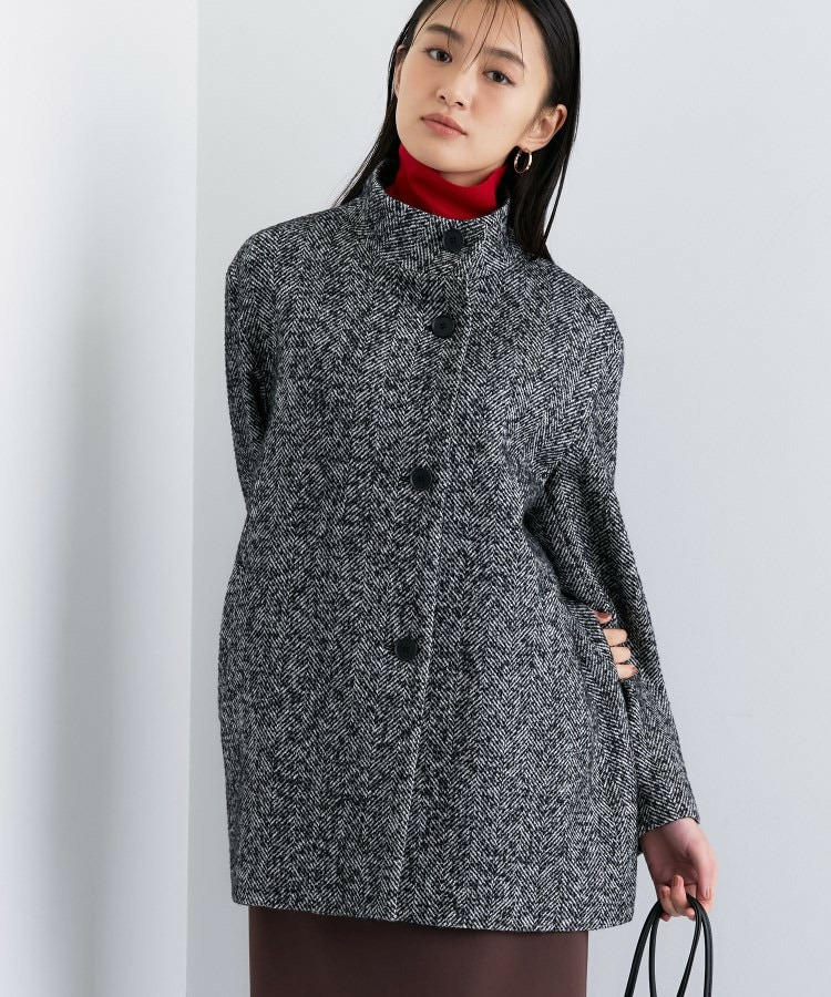 【日本製/ミドル丈】スタンドカラーミドルコート1