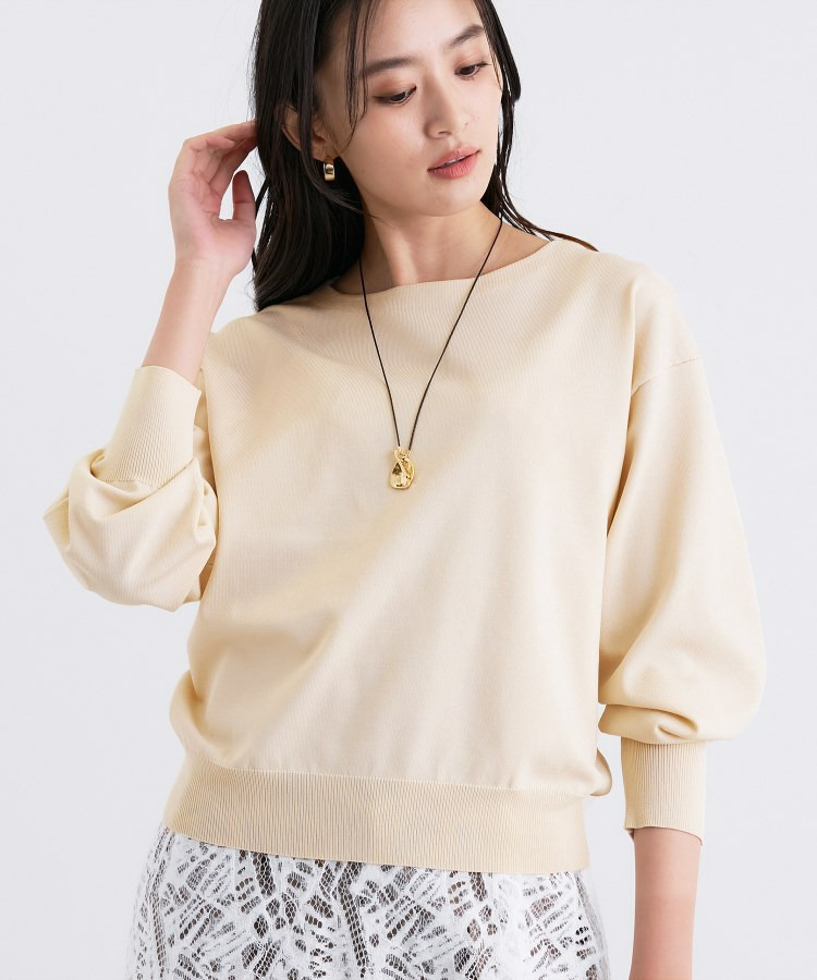 ボートネック ストレッチニット1