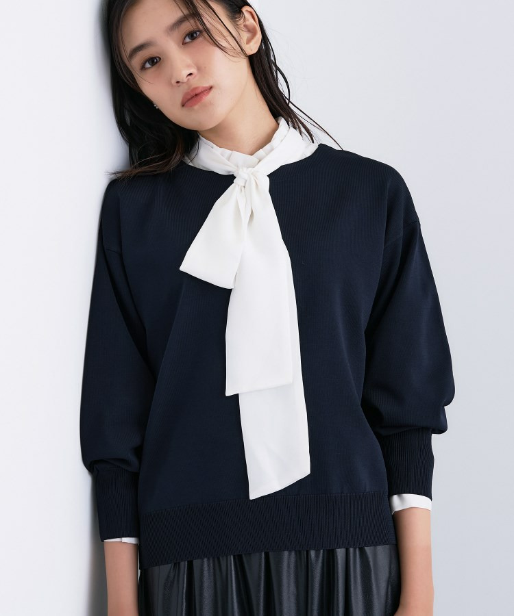 ボートネック ストレッチニット1