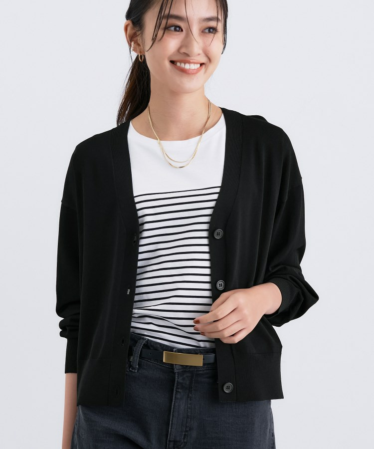 Vネック ストレッチカーディガン1