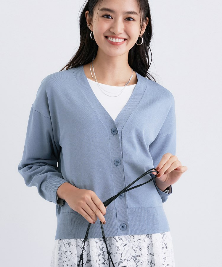 Vネック ストレッチカーディガン1