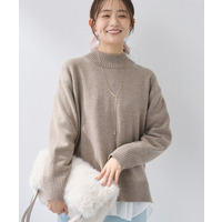 【カシミヤ混】ミドルゲージ ハイネックニット