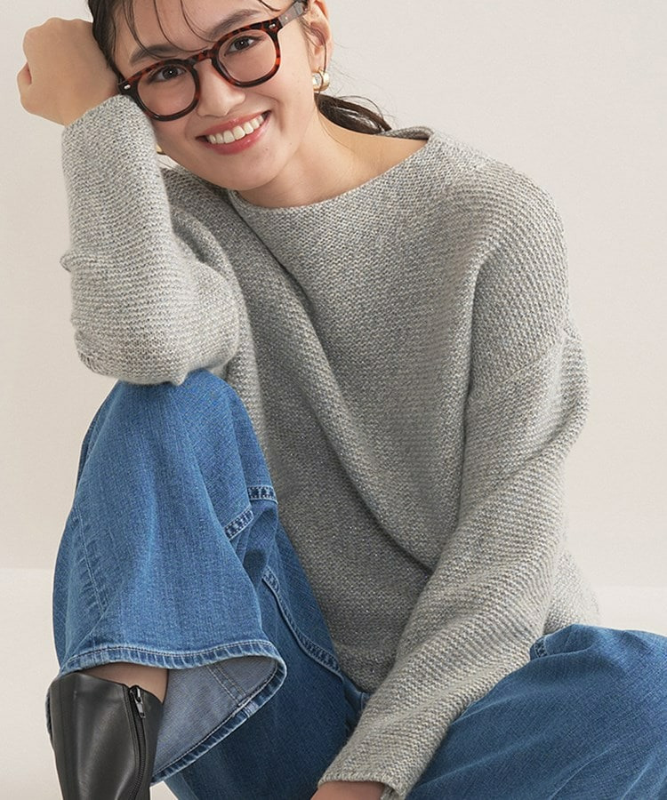 【洗える/大人ラメ】カラーMIXボトルネックニット3