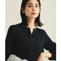 【セレモニー／洗える／透けにくい】ジオメ柄プリントブラウス