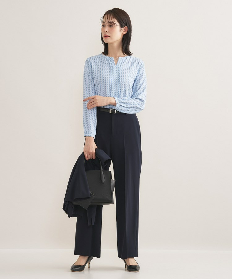 【セレモニー/洗える/透けにくい】ジオメ柄プリントブラウス12