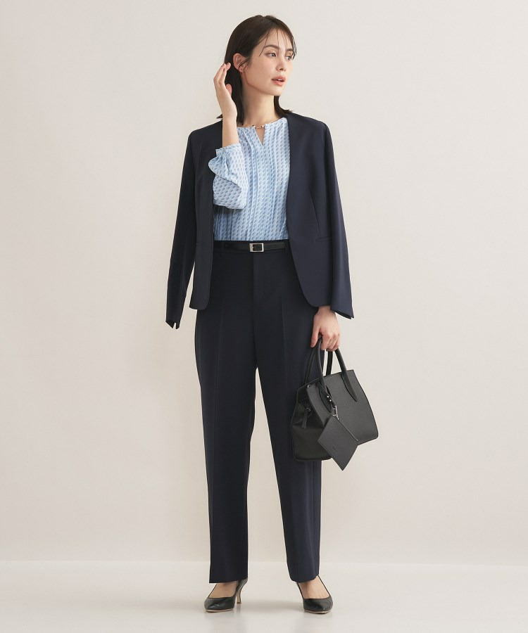 【セレモニー/洗える/透けにくい】ジオメ柄プリントブラウス13