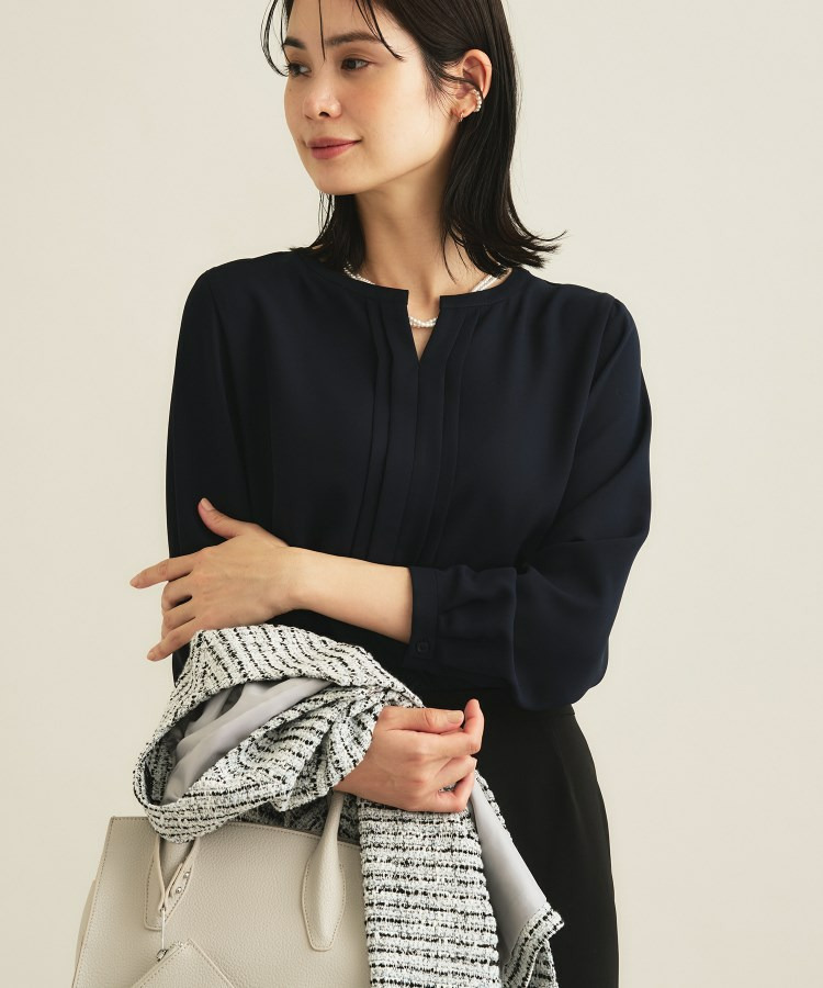 【セレモニー/洗える/透けにくい】ジオメ柄プリントブラウス15