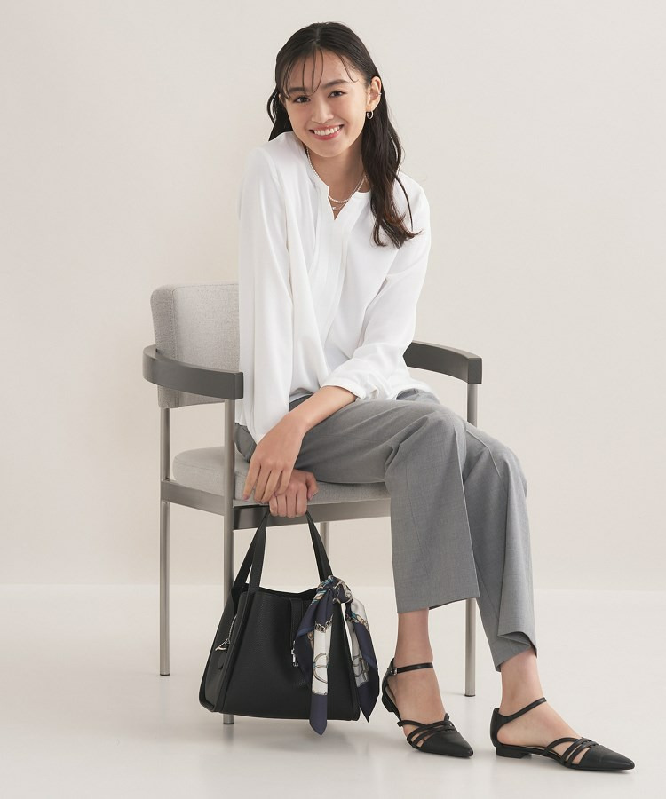 【セレモニー/洗える/透けにくい】ジオメ柄プリントブラウス4