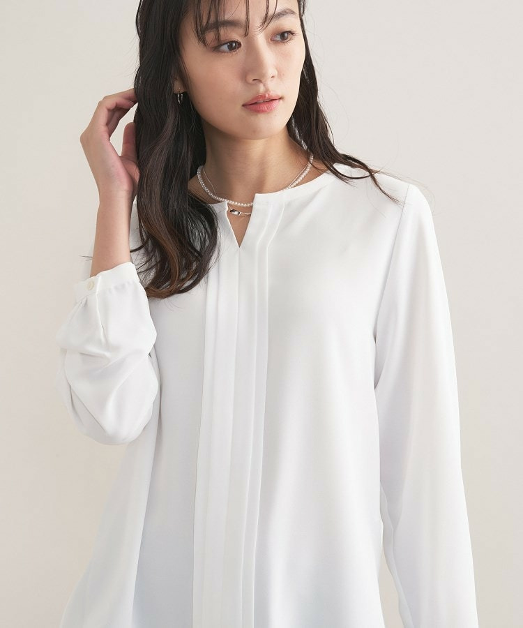 【セレモニー/洗える/透けにくい】ジオメ柄プリントブラウス1