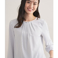 【セレモニー／洗える／透けにくい】ダイヤ柄プリントブラウス