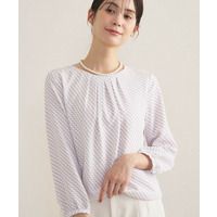 【セレモニー／洗える／透けにくい】ダイヤ柄プリントブラウス