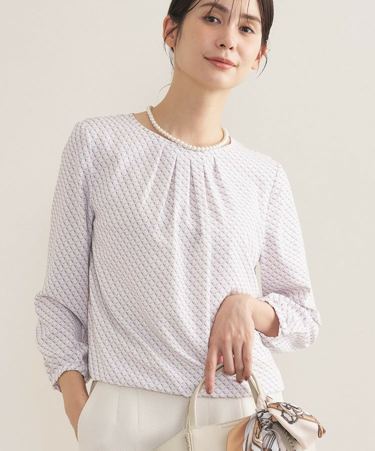 【セレモニー/洗える/透けにくい】ダイヤ柄プリントブラウス11