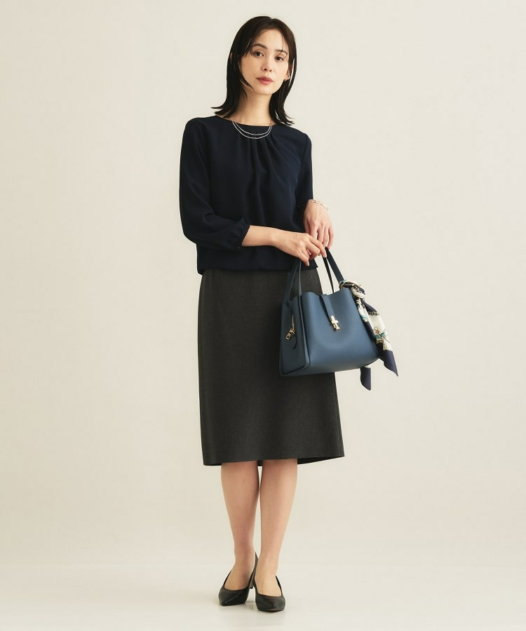 【セレモニー/洗える/透けにくい】ダイヤ柄プリントブラウス16