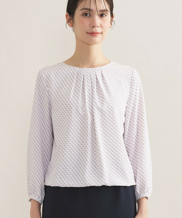 【セレモニー/洗える/透けにくい】ダイヤ柄プリントブラウス19