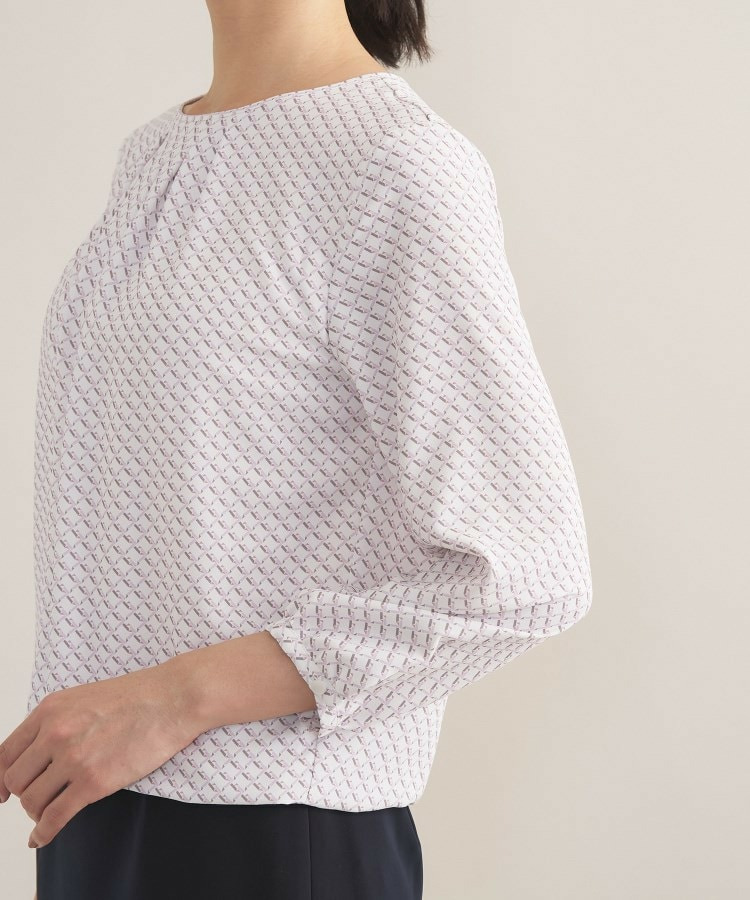 【セレモニー/洗える/透けにくい】ダイヤ柄プリントブラウス24