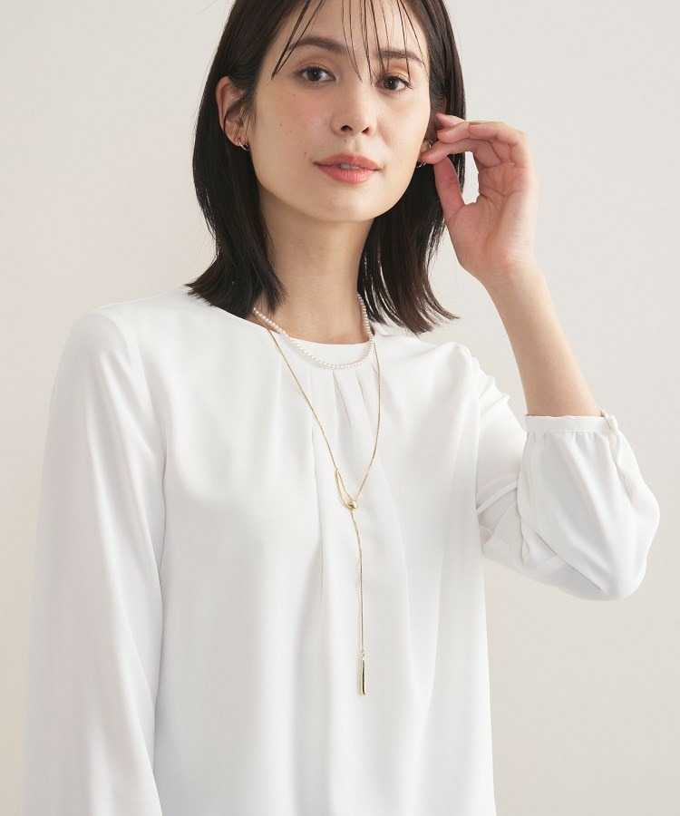 【セレモニー/洗える/透けにくい】ダイヤ柄プリントブラウス3