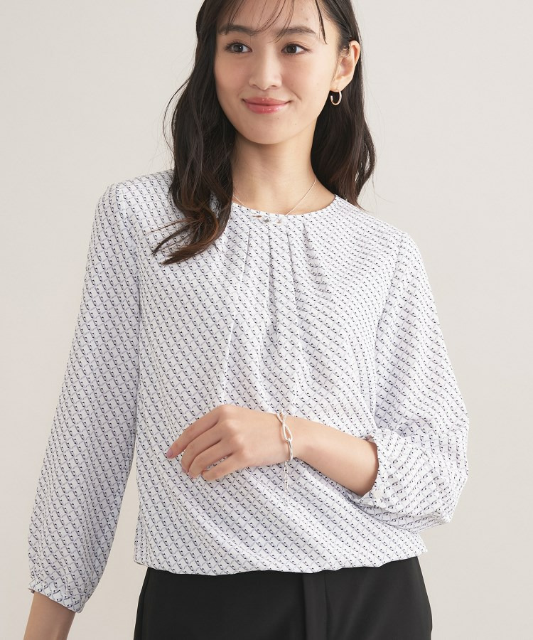 【セレモニー/洗える/透けにくい】ダイヤ柄プリントブラウス7