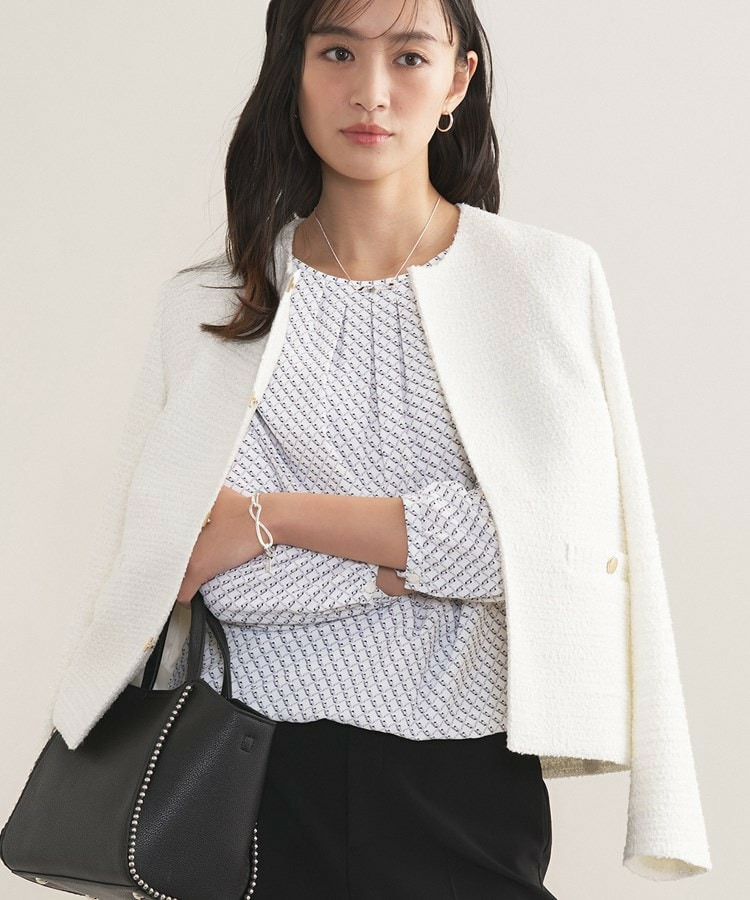 【セレモニー/洗える/透けにくい】ダイヤ柄プリントブラウス8