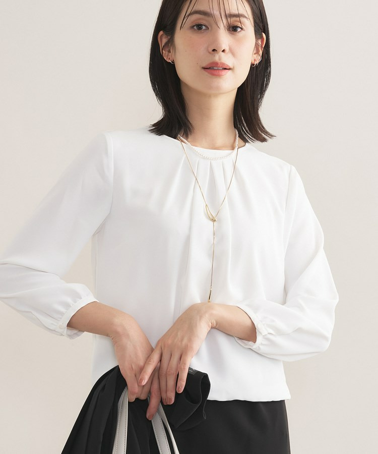 【セレモニー/洗える/透けにくい】ダイヤ柄プリントブラウス1