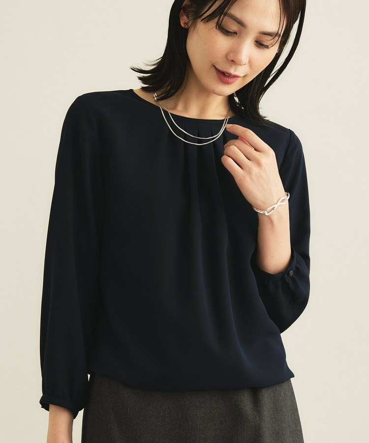 【セレモニー/洗える/透けにくい】ダイヤ柄プリントブラウス1