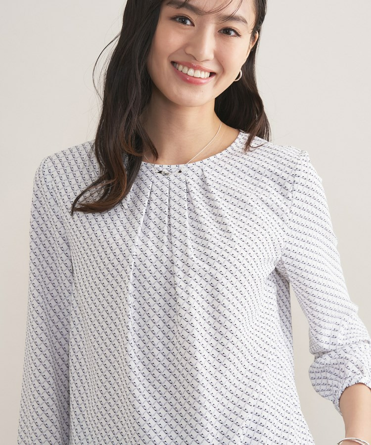 【セレモニー/洗える/透けにくい】ダイヤ柄プリントブラウス1