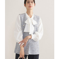 【2点セット／洗える／セレモニー】ツイードジレ＆ボウタイブラウス