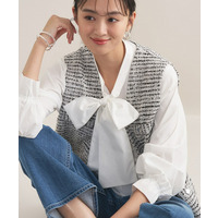 【2点セット／洗える／セレモニー】ツイードジレ＆ボウタイブラウス