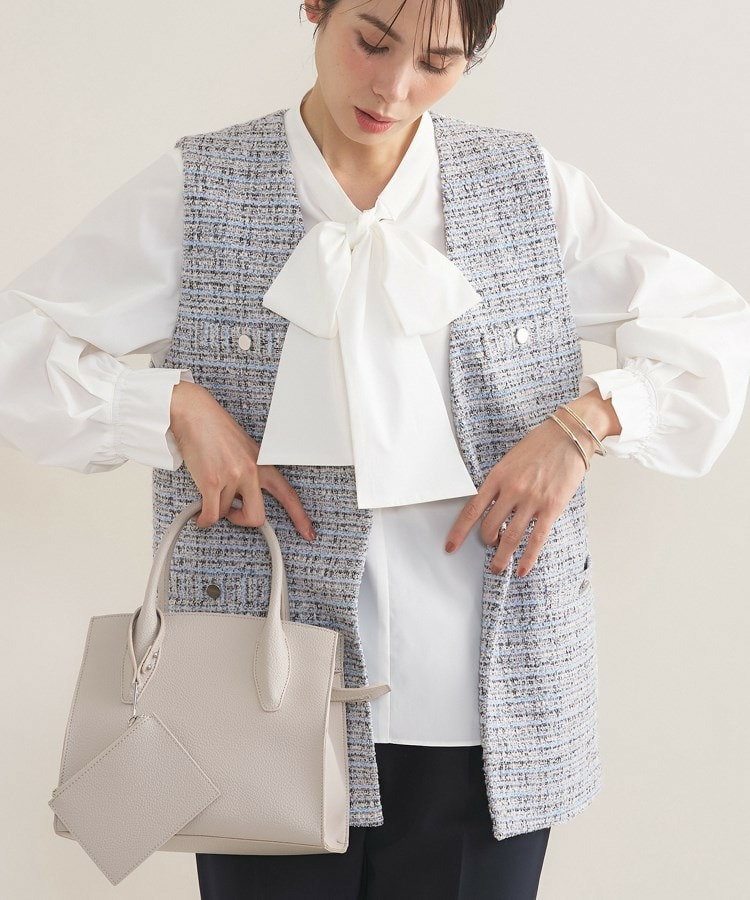 【2点セット/洗える/セレモニー】ツイードジレ&ボウタイブラウス10