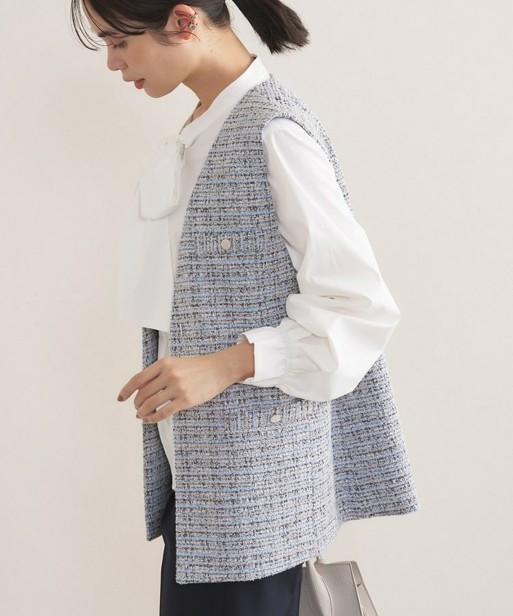 【2点セット/洗える/セレモニー】ツイードジレ&ボウタイブラウス11