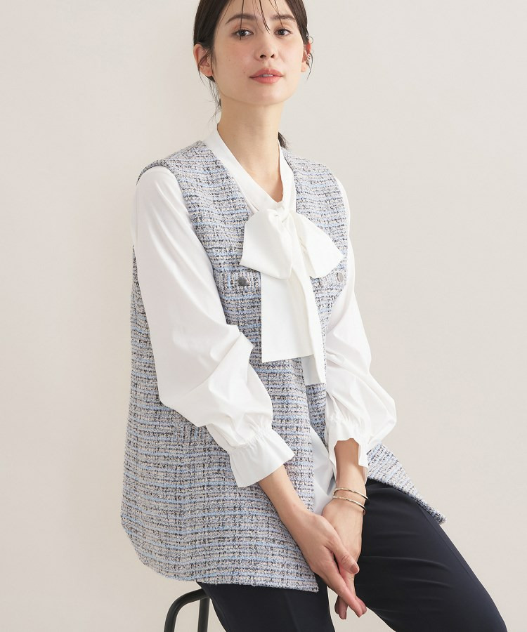 【2点セット/洗える/セレモニー】ツイードジレ&ボウタイブラウス12