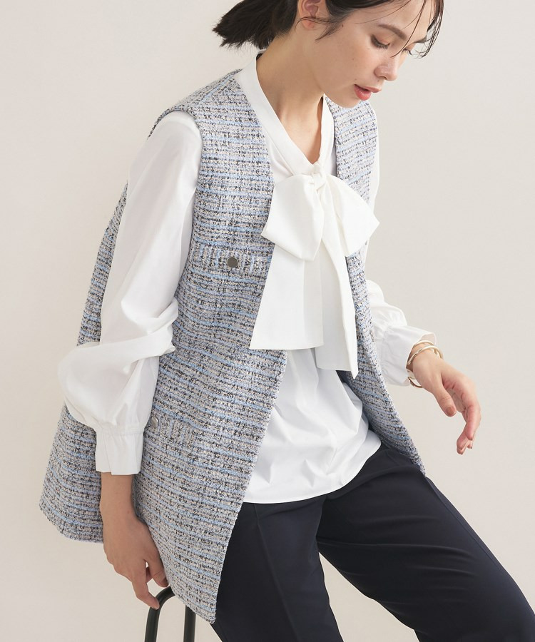 【2点セット/洗える/セレモニー】ツイードジレ&ボウタイブラウス13
