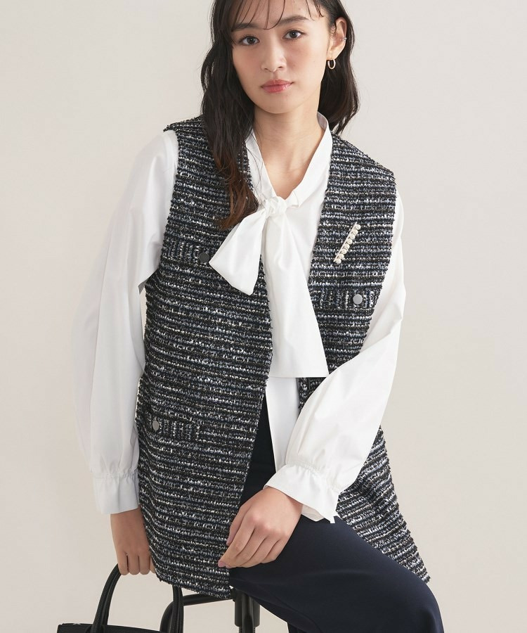 【2点セット/洗える/セレモニー】ツイードジレ&ボウタイブラウス17