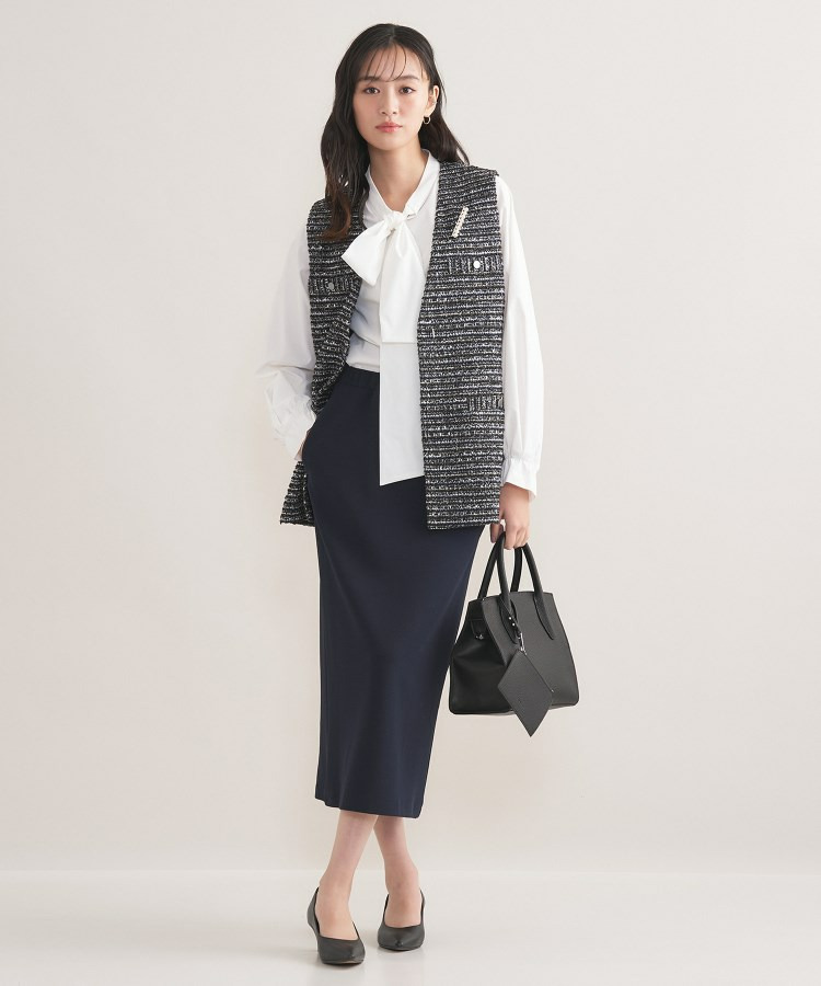 【2点セット/洗える/セレモニー】ツイードジレ&ボウタイブラウス20