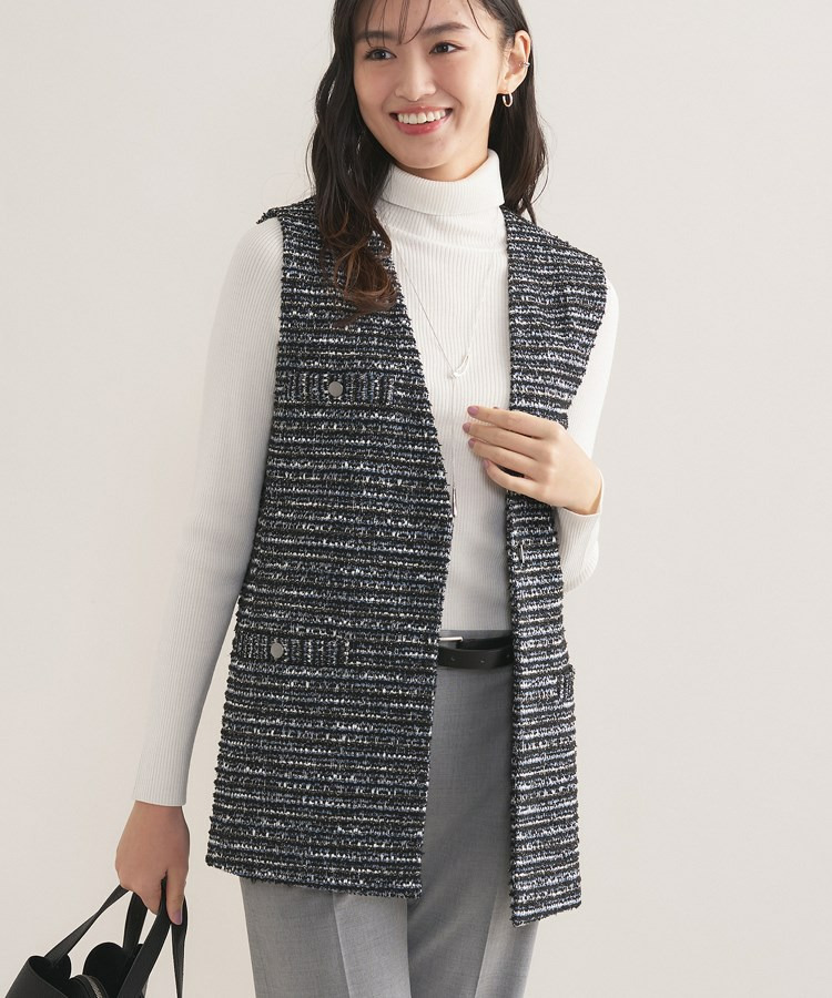 【2点セット/洗える/セレモニー】ツイードジレ&ボウタイブラウス21