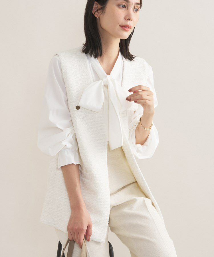 【2点セット/洗える/セレモニー】ツイードジレ&ボウタイブラウス24
