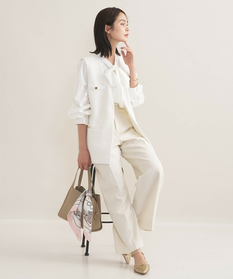 【2点セット/洗える/セレモニー】ツイードジレ&ボウタイブラウス28