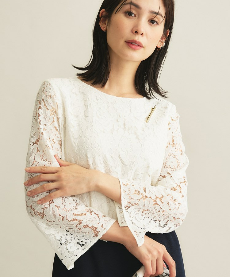 【洗える/セレモニー】フラワーレースブラウス1