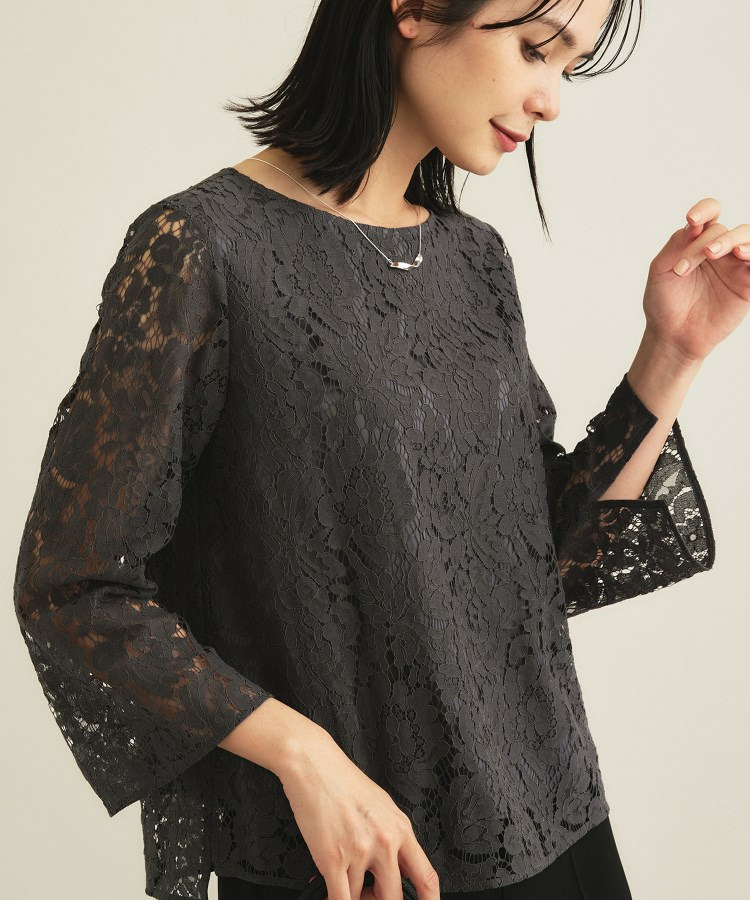 【洗える/セレモニー】フラワーレースブラウス1