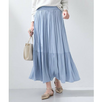 【洗える／丈調整可能】ギャザーフレアスカート