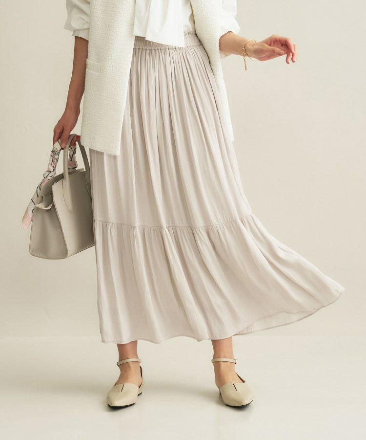 【洗える/丈調整可能】ギャザーフレアスカート1