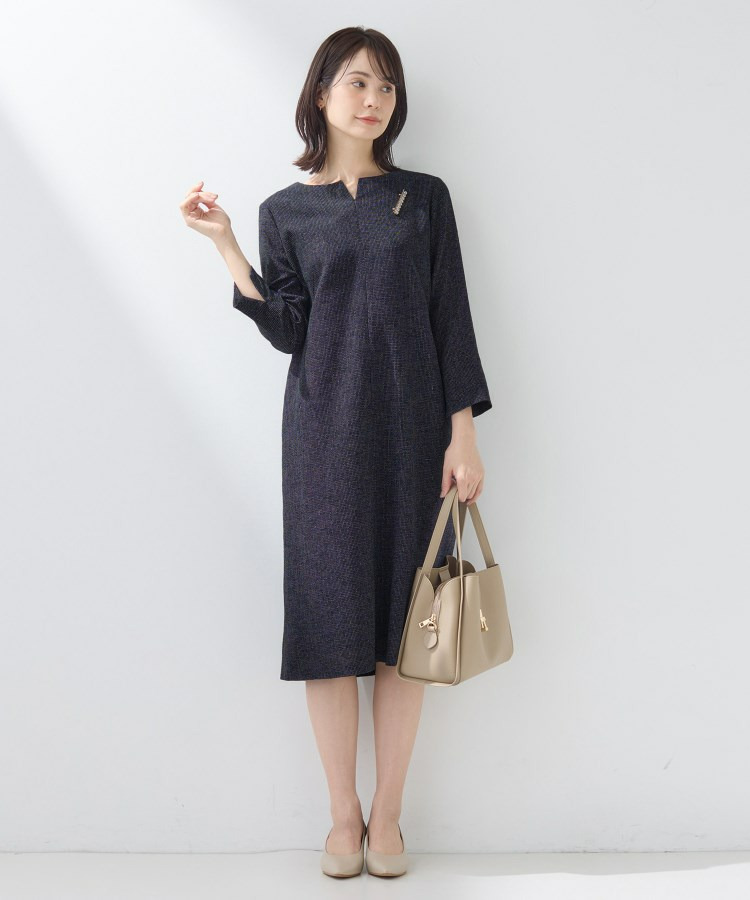 【軽量/セレモニー/SETUP可能】ストレッチツイードAラインワンピース12