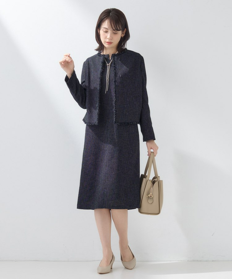 【軽量/セレモニー/SETUP可能】ストレッチツイードAラインワンピース13