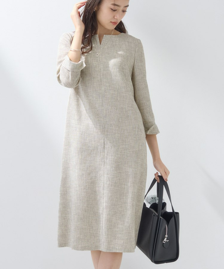 【軽量/セレモニー/SETUP可能】ストレッチツイードAラインワンピース3